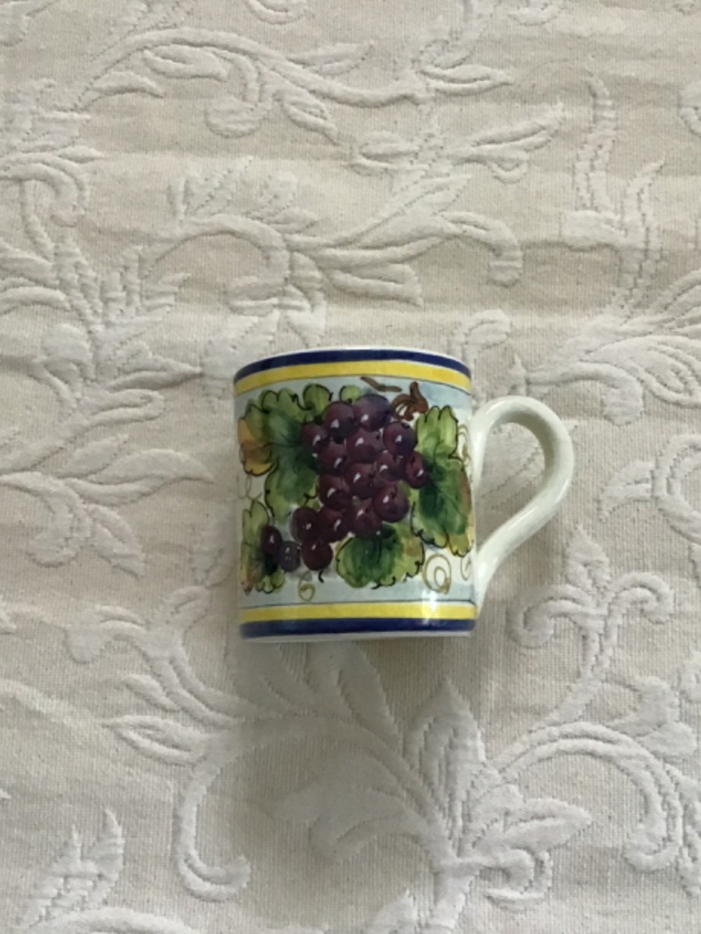 Italian pottery hand painted mug - Grapes
